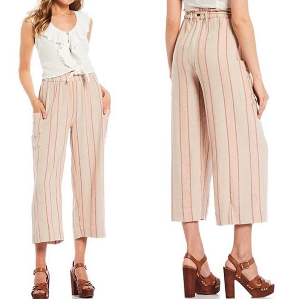 NWT RIP CURL La Bonita Striped Wide Crop Pull-on Beach Pant